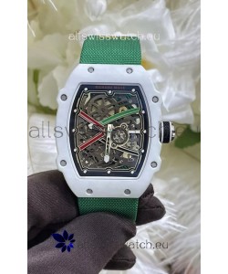 Richard Mille Super Clone RM67-02 White Quartz TPT 37 Grams Watch Green Strap