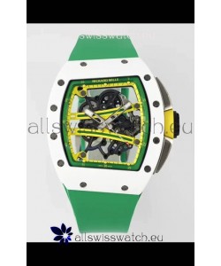 Richard Mille Super Clone RM61-01 White Ceramic Green Strap Swiss Replica Watch