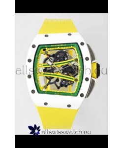 Richard Mille Super Clone RM61-01 White Ceramic Yellow Strap Swiss Replica Watch