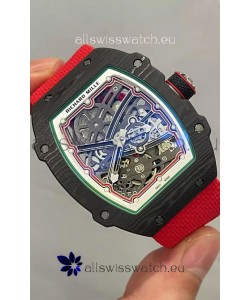 Richard Mille Super Clone RM67-02 Black Carbon TPT 37 Grams Watch Red Strap