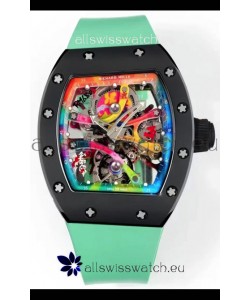 Richard Mille Super Clone RM68-01 Black Ceramic Casing Green Strap Tourbillon Swiss Replica