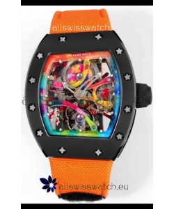 Richard Mille Super Clone RM68-01 Black Ceramic Casing Nylon Strap Tourbillon Swiss Replica