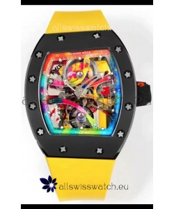 Richard Mille Super Clone RM68-01 Black Ceramic Casing Yellow Strap Tourbillon Swiss Replica