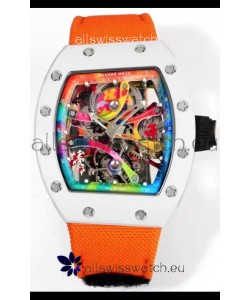 Richard Mille Super Clone RM68-01 White Ceramic Casing Nylon Strap Tourbillon Swiss Replica