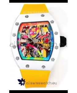 Richard Mille Super Clone RM68-01 White Ceramic Casing Yellow Strap Tourbillon Swiss Replica