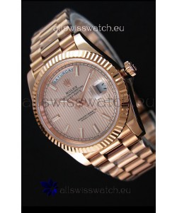 Rolex Day Date Japanese Replica Watch - Rose Gold Casing in Gold Dial 40MM