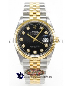 Rolex Super Clone Datejust ETA 3235 Movement 36MM Two Tone Yellow Gold Swiss Black Dial Watch