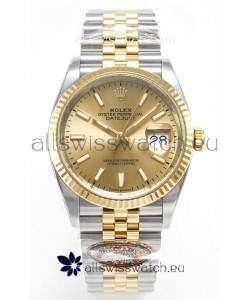 Rolex Super Clone Datejust ETA 3235 Movement 36MM Two Tone Yellow Gold Swiss Gold Dial