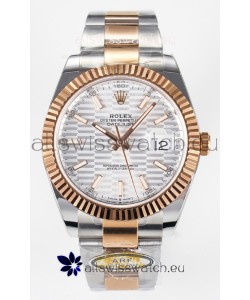 Rolex Super Clone Datejust ETA 3235 Movement 41MM Two Tone Rose Gold Plating Fluted Dial Watch