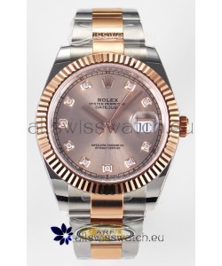 Rolex Super Clone Datejust ETA 3235 Movement 41MM Two Tone Rose Gold Plating Champange Dial Watch