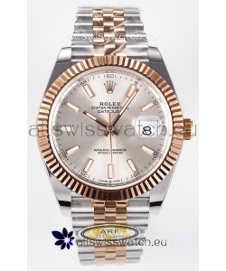 Rolex Super Clone Datejust ETA 3235 Movement 41MM Two Tone Rose Gold Plating Steel Dial Watch