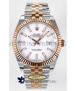 Rolex Super Clone Datejust ETA 3235 Movement 41MM Two Tone Rose Gold Plating White Dial Watch