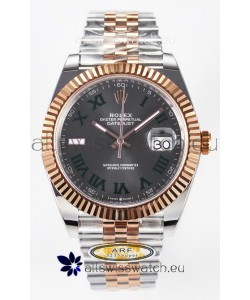 Rolex Super Clone Datejust ETA 3235 Movement 41MM Two Tone Rose Gold Plating Roman Dial Watch