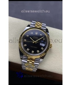 Rolex Datejust M126333 41MM ETA3235 72 Hours Power Black Diamonds Dial Jubilee 1:1 Mirror Replica Yellow Gold 904L Steel