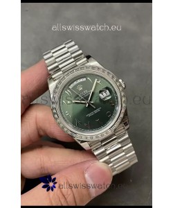 Rolex Day Date Presidential Stainless Steel Olive Green Arab Dial Watch 40MM - 1:1 Mirror Quality