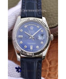 Rolex Day Date 904L Steel Casing Watch in Blue Dial 36MM - 1:1 Mirror Quality 