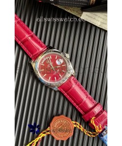 Rolex Day Date 904L Steel Casing Watch in Red Dial 36MM - 1:1 Mirror Quality 