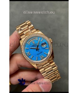 Rolex Day Date Turquoise Set 18K Yellow Gold Watch 36MM - 1:1 Mirror Replica Watch 