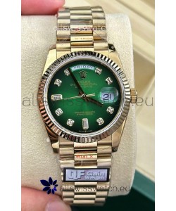 Rolex Day Date Super Clone 18K Yellow Gold Watch 36MM - Green Dial 1:1 Mirror Replica Watch 