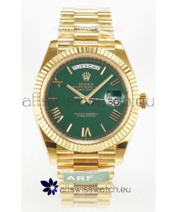 Rolex Day Date Super Clone 18K Yellow Gold Watch 40MM - Green Dial 1:1 Mirror Quality