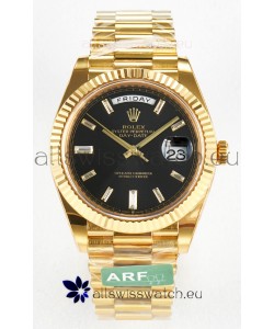 Rolex Day Date Super Clone 18K Yellow Gold Watch 40MM - Black Dial 1:1 Mirror Quality