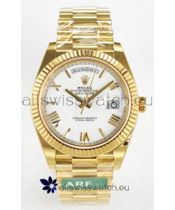 Rolex Day Date Super Clone 18K Yellow Gold Watch 40MM - White Dial 1:1 Mirror Quality