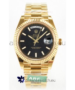 Rolex Day Date Super Clone 18K Yellow Gold Watch 40MM - Black Dial 1:1 Mirror Quality