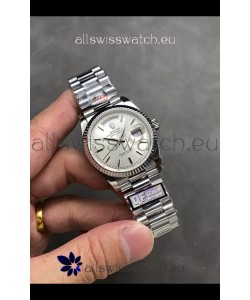 Rolex Day Date Super Clone Stainless Steel Silver Dial Steel Numerals Watch 36MM - 1:1 Mirror Quality