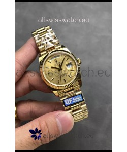 Rolex Day Date Super Clone Yellow Gold Case and Dial Stick Numerals Watch 36MM - 1:1 Mirror Quality