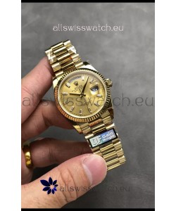 Rolex Day Date Super Clone Yellow Gold Case and Dial Crystal Numerals Watch 36MM - 1:1 Mirror Quality
