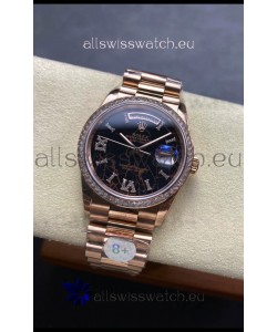 Rolex Day Date Super Clone Rose Gold Eisenkiesel Dial Diamonds Numerals Watch 36MM - 1:1 Mirror Quality