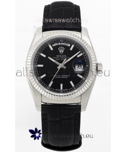 Rolex Day Date 904L Steel Casing Watch in Black Dial 36MM - 1:1 Mirror Quality