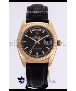 Rolex Day Date Rose Gold 904L Steel Casing Watch in Black Dial 36MM - 1:1 Mirror Quality