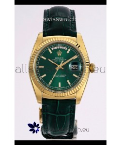 Rolex Day Date Yellow Gold 904L Steel Casing Watch in Green Dial 36MM - 1:1 Mirror Quality