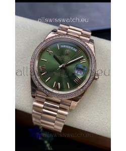 Rolex Day Date Presidential 18K Rose Gold Watch 40MM - Olive Green Dial 1:1 Mirror Quality