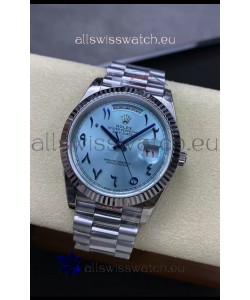 Rolex Day Date Presidential Stainless Steel ICE Blue Arab Dial Watch 40MM - 1:1 Mirror Quality