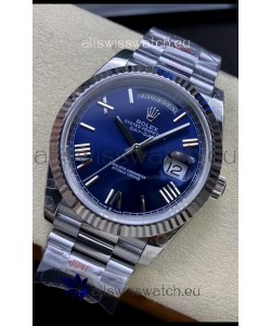 Rolex Day Date Presidential Stainless Steel Navy Blue Dial Watch 40MM - 1:1 Mirror Quality