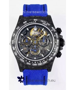 Rolex Daytona Super Clone DiW Skeleton Carbon Edition Watch - Forged Carbon Casing Purple Strap 1:1 Mirror Replica