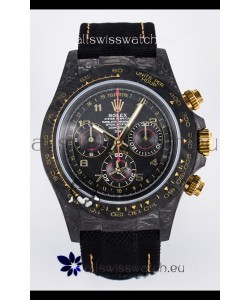 Rolex Daytona Super Clone DiW Avia Grey Carbon Edition Watch - Forged Carbon Casing Black Strap 1:1 Mirror Replica