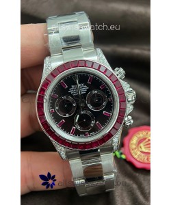 Rolex Daytona Super Clone White Gold Casing Maroon Dial Cal.4131 Movement Watch Custom Sapphires Bezel