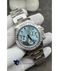 Rolex Cosmograph Daytona ICE Blue Dial Diamonds Bezel Cal.4130 Movement - 904L Steel Watch