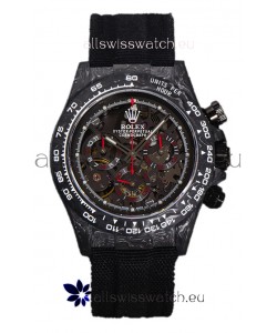 Rolex Daytona DiW Skeleton Carbon Edition Watch - Forged Carbon Casing Black Strap 1:1 Mirror Replica