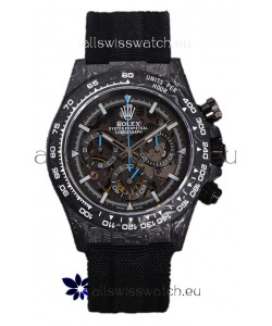 Rolex Daytona DiW Skeleton Carbon Edition Watch - Forged Carbon Casing Black Strap 1:1 Mirror Replica