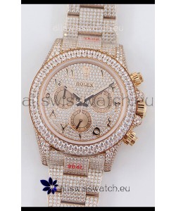 Rolex Cosmograph Daytona Rose Gold ICED OUT Cal.4130 Movement - 904L Steel Watch