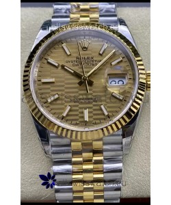 Rolex Datejust Cal.3235 Movement 1:1 Mirror Replica 904L Steel 36MM - Gold Fluted Motif Dial
