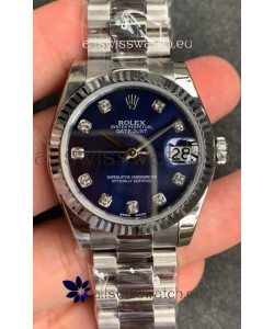 Rolex Datejust 31MM ETA-2671 Movement Swiss Replica in 904L Steel in Blue Dial 