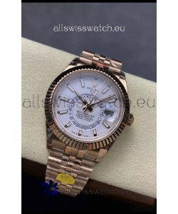 Rolex Sky-Dweller REF# 336935 White Dial Watch in Rose Gold 904L Steel Case 1:1 Mirror Replica