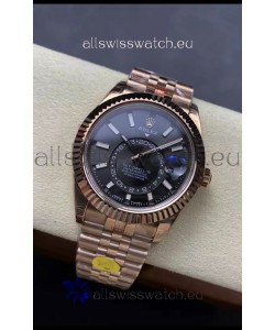 Rolex Sky-Dweller REF# 336935 Black Dial Watch in Rose Gold 904L Steel Case 1:1 Mirror Replica