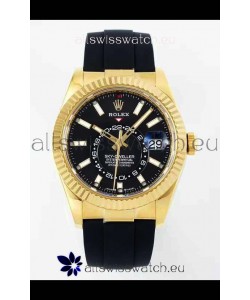 Rolex Sky-Dweller REF# 336935 Black Dial Watch in Yellow Gold 904L Steel Case 1:1 Mirror Replica