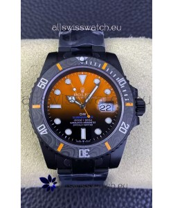 Rolex Submariner DiW Special Edition Watch in DLC Coating Carbon Bezel Orange Dial 